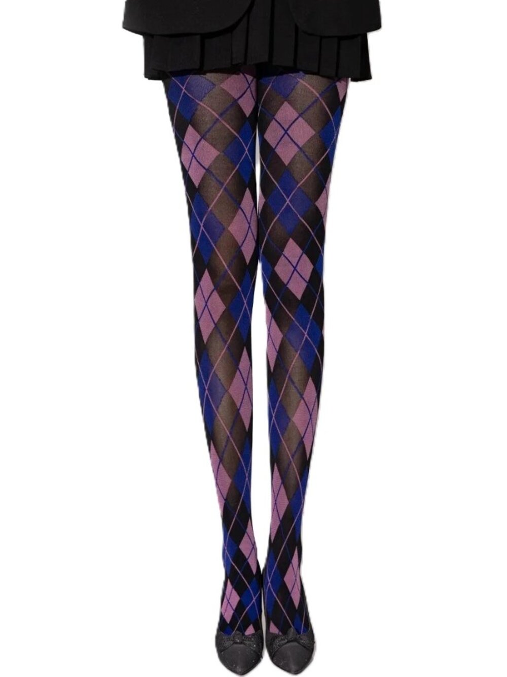 Women's Argyle Check Diamond Tartan Plaid Pink Blue Black Tights Pantyhose